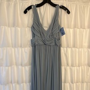 David’s bridal floor length cowl back bridesmaid or guest dress!